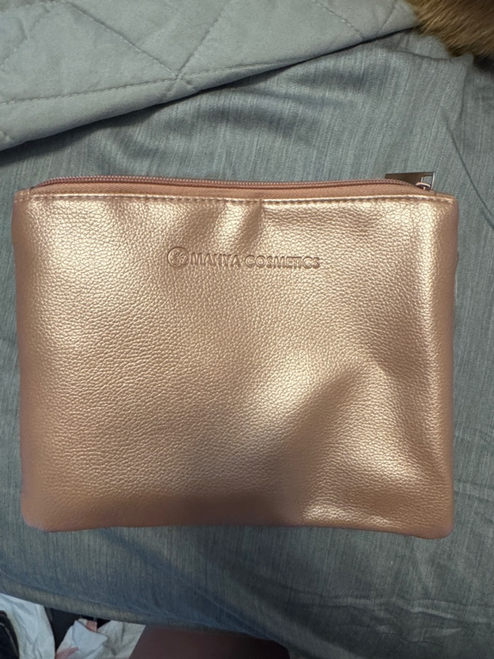 Metallic Rose Gold Makeup Pouch - Picture 1 of 3